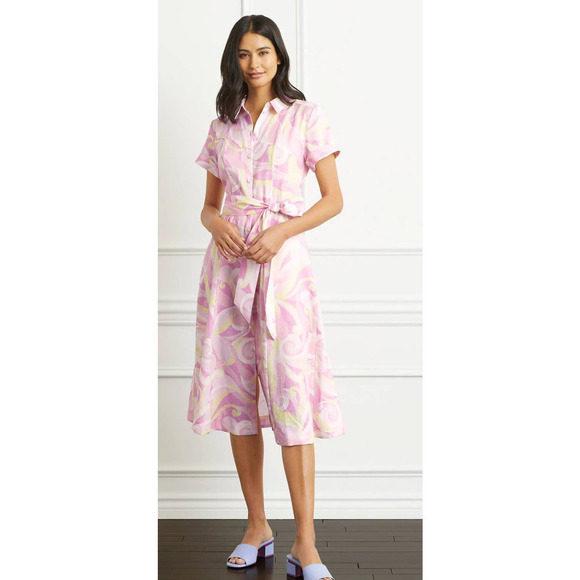 Hill House The Lily Dress Short Sleeves Linen Pink XS NWT - Picture 2 of 11